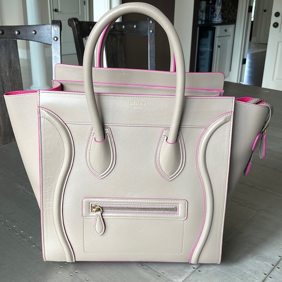 Celine luggage tote taupe fuschia classic bag rare colorway shopper travel tote - Picture 1 of 14